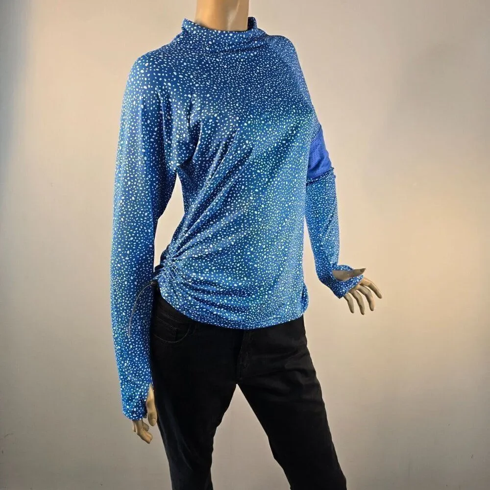 Nike Swim Sz L Water Dots Hydroguard Blue NESSC350 UPF 40+ Rashguard L Sleeve